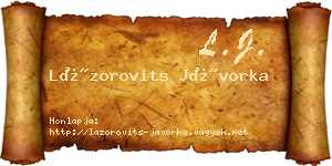 Lázorovits Jávorka névjegykártya